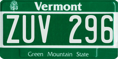 VT license plate ZUV296