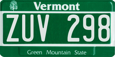 VT license plate ZUV298