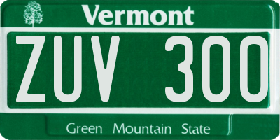 VT license plate ZUV300