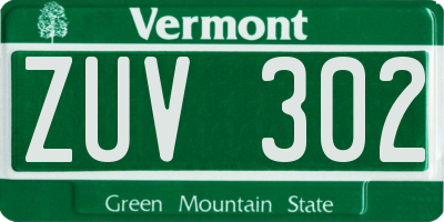 VT license plate ZUV302