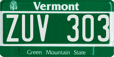VT license plate ZUV303