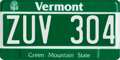 VT license plate ZUV304