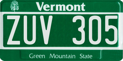 VT license plate ZUV305