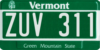 VT license plate ZUV311