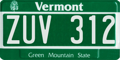 VT license plate ZUV312