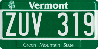 VT license plate ZUV319