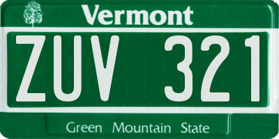 VT license plate ZUV321