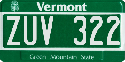 VT license plate ZUV322