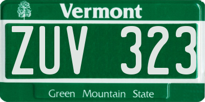 VT license plate ZUV323