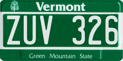VT license plate ZUV326