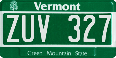 VT license plate ZUV327