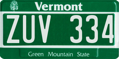 VT license plate ZUV334