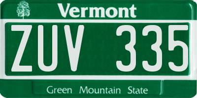 VT license plate ZUV335