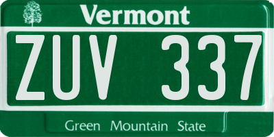 VT license plate ZUV337