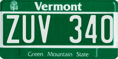 VT license plate ZUV340