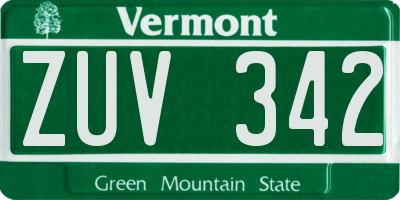 VT license plate ZUV342
