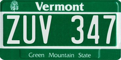 VT license plate ZUV347