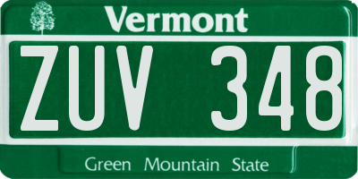 VT license plate ZUV348