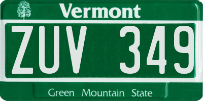 VT license plate ZUV349