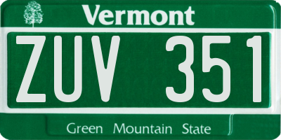 VT license plate ZUV351