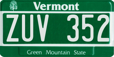 VT license plate ZUV352