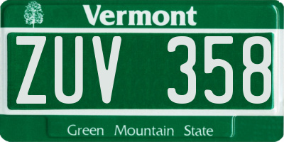 VT license plate ZUV358