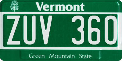 VT license plate ZUV360