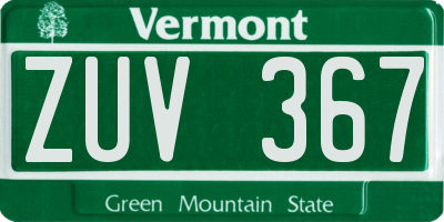VT license plate ZUV367