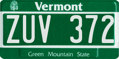 VT license plate ZUV372