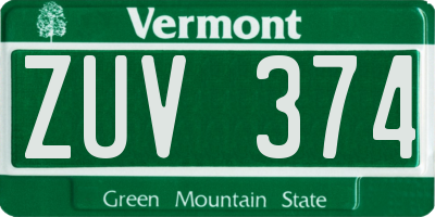 VT license plate ZUV374