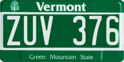 VT license plate ZUV376