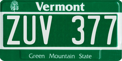 VT license plate ZUV377