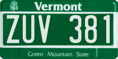 VT license plate ZUV381