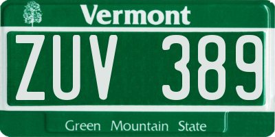 VT license plate ZUV389