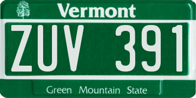 VT license plate ZUV391