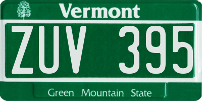 VT license plate ZUV395
