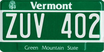 VT license plate ZUV402