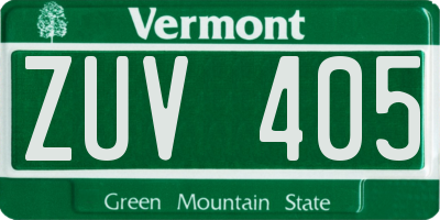 VT license plate ZUV405