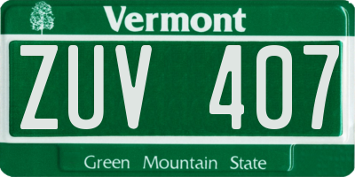 VT license plate ZUV407