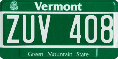 VT license plate ZUV408