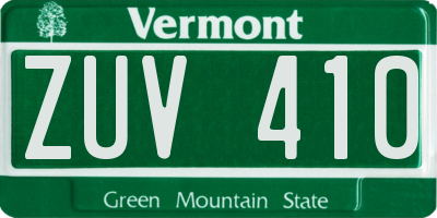 VT license plate ZUV410