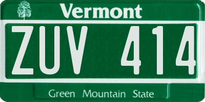 VT license plate ZUV414