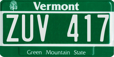 VT license plate ZUV417