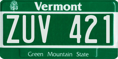 VT license plate ZUV421