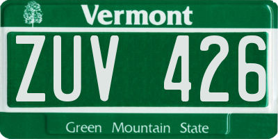 VT license plate ZUV426