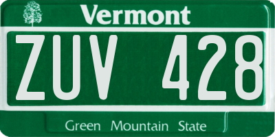 VT license plate ZUV428