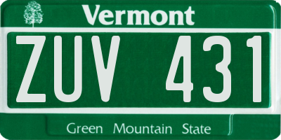 VT license plate ZUV431