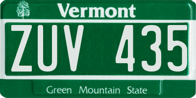 VT license plate ZUV435