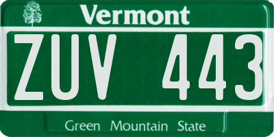 VT license plate ZUV443