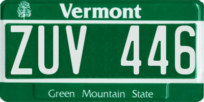 VT license plate ZUV446